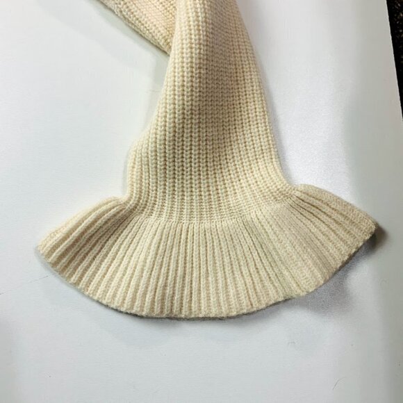 NWT Ann Taylor Sweater Knit Neutral Cream Ruffle Cuff Ribbed Bell Sleeve Plus - Picture 6 of 9
